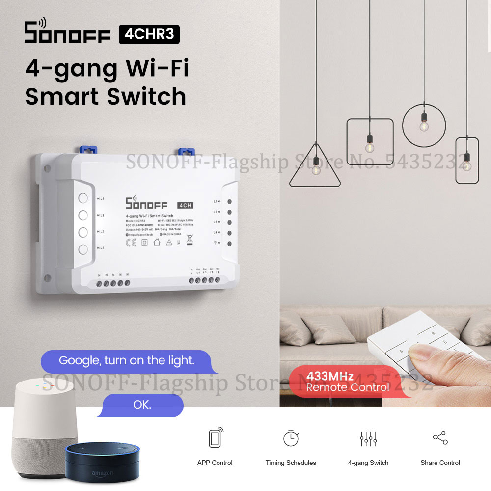 Home Automation Technology - Itead SONOFF 4CH R3 Wifi Wireless